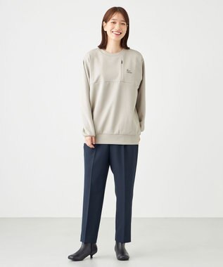 SHARE PARK LADIES 【洗える】ダブルクロスストレッチパンツ ネイビー