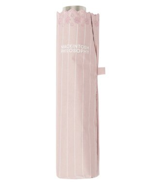 MOONBAT 【軽量】マッキントッシュ フィロソフィー 晴雨兼用日傘 折りたたみ傘 ストライプ／遮光 遮熱 UV ペールピンク