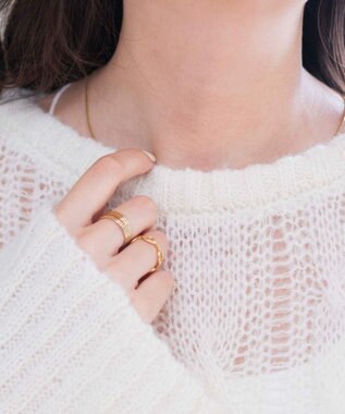 WEGO ケーブルメッシュメランジニット ホワイトアイボリー