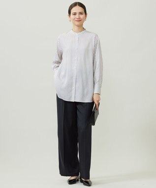 自由区 S 【カタログ掲載】ウールライクストレッチワイド パンツ ネイビー