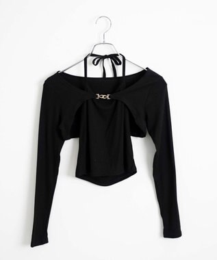 WEGO 【２点セット】カーデ付きアンサンブル ブラック