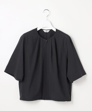 J.PRESS LADIES L 【季節の変わり目に】アキハ BREEZE COOL ノーカラー ブルゾン スレート系