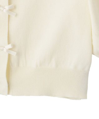Maison de FLEUR ローズニット半袖カーディガン Ivory