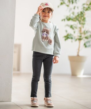 ANY KIDS 裏シャギー総柄ガーリーパンツ グレー×千鳥格子