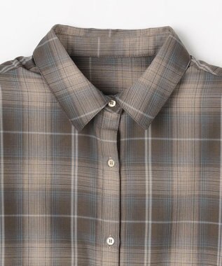 ANY L オンブレーチェックオーバーシャツ ブラウン系
