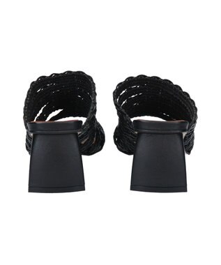 INTER-CHAUSSURES 【ANGEL ALARCON】チャンキーヒールラフィアサンダル ブラック雑材