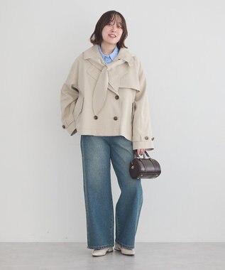 earth music&ecology 2WAYフードショートフレアトレンチ Beige