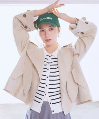 earth music&ecology 2WAYフードショートフレアトレンチ Beige