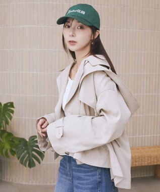 earth music&ecology 2WAYフードショートフレアトレンチ Beige