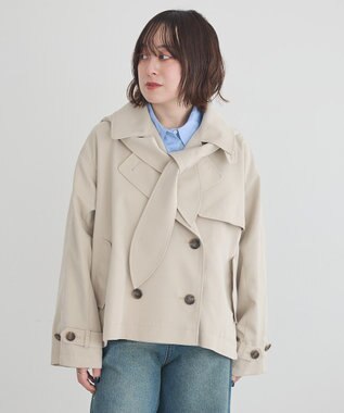 earth music&ecology 2WAYフードショートフレアトレンチ Beige