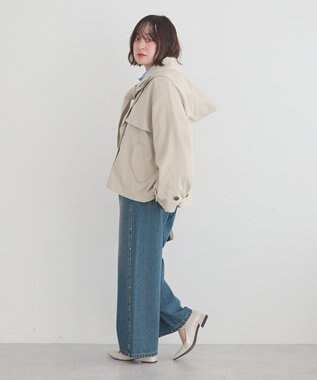 earth music&ecology 2WAYフードショートフレアトレンチ Beige