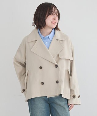 earth music&ecology 2WAYフードショートフレアトレンチ Beige