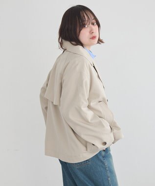 earth music&ecology 2WAYフードショートフレアトレンチ Beige