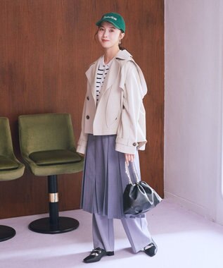 earth music&ecology 2WAYフードショートフレアトレンチ Beige