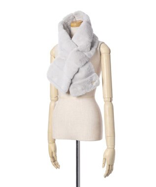 MOONBAT FURLA フェイクファーティアードマフラー ペールスカイ