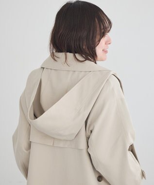 earth music&ecology 2WAYフードショートフレアトレンチ Beige