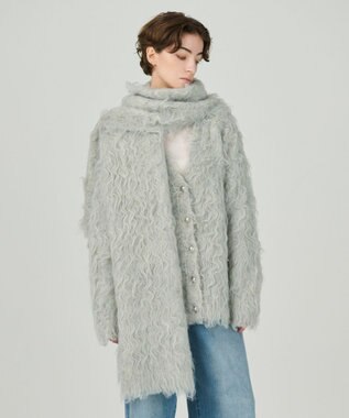 GRACE CONTINENTAL シャギーニットストール ライトグレー