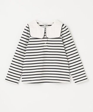 ANY KIDS セーラー襟付き 長袖 トップス オフ×ブラックボーダー