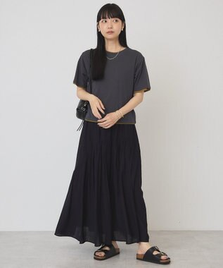 AMERICAN HOLIC 楊柳ギャザーボリュームフレアスカート Dark Navy