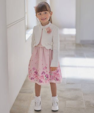 ANY KIDS フラワー プリント ワンピース ピンク