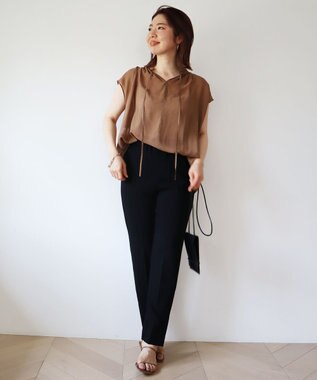 UNFILO 【撥水】ヴィンテージ レーヨン ブラウス キャメル系