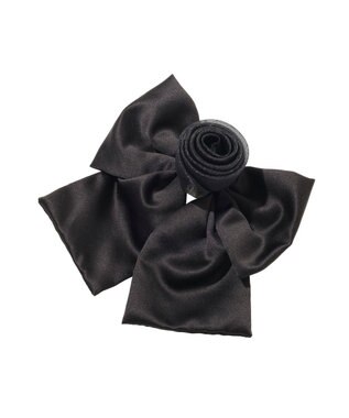 Maison de FLEUR オーガンジーローズビッグリボンバレッタ Black