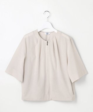 J.PRESS LADIES L 【季節の変わり目に】アキハ BREEZE COOL ノーカラー ブルゾン グレージュ系