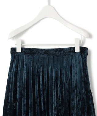 ICB 【洗える】 シアーベルベット プリーツスカート スレートブルー系