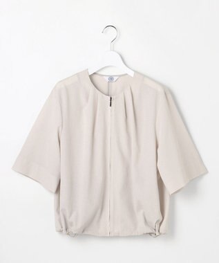J.PRESS LADIES L 【季節の変わり目に】アキハ BREEZE COOL ノーカラー ブルゾン グレージュ系