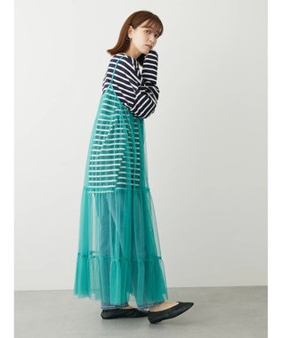 Green Parks ・ＥＬＥＮＣＡＲＥ　ＤＵＥ　２ｗａｙチュールキャミワンピ Turquoise Blue