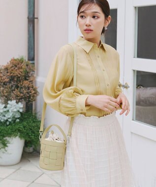 Tiaclasse  【ストラップ付き】編みこみミニバゲットバッグ イエロー