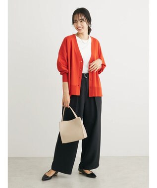 Green Parks 洗える　ステッチ入りＶネックカーディガン Red