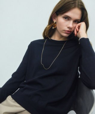 BEIGE， 【VERY掲載】LA MONNAIE / レイヤーカラークルーネックニット Navy × Lt.Taupe