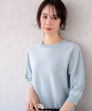 組曲 L 【先行予約・前後着用可】ドルマンスリーブライトラメ ニット シルバーブルー系