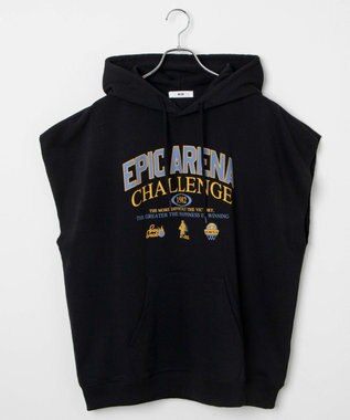 WEGO 【ユニセックス着用ITEM/手洗い可】ロゴノースリーブパーカー ブラック