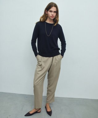 BEIGE， 【VERY掲載】LA MONNAIE / レイヤーカラークルーネックニット Navy × Lt.Taupe