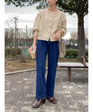 Green Parks クルーネックカーディガン Beige