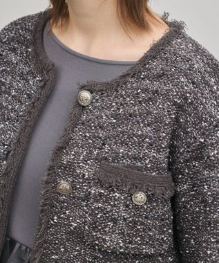 GRACE CONTINENTAL ツイードニットカーディガン ブラック