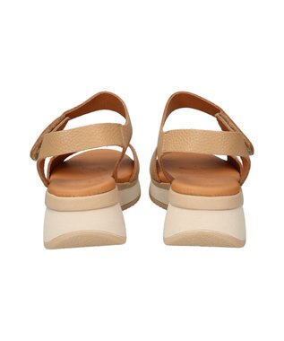 INTER-CHAUSSURES 【Oh my Sandals】ベルクロローヒールサンダル キャメル