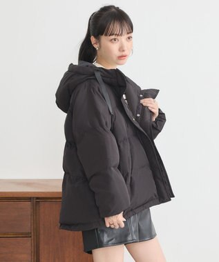 earth music&ecology フーディーパファーブルゾン ブラック