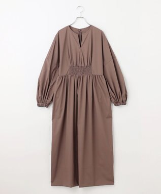 #Newans 【アイロンいらず】ウエストギャザーワンピース ブラウン
