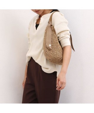 UNBILLION カシュカシュ cachecache / 下がりグログランクロッシェ2wayミニトート ブラウン