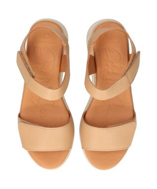INTER-CHAUSSURES 【Oh my Sandals】ベルクロローヒールサンダル キャメル