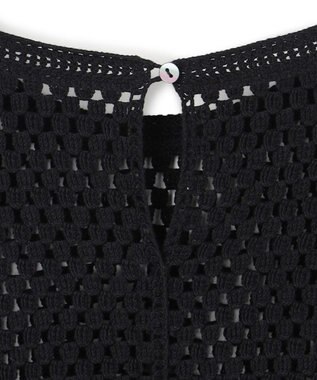 UNFILO L クロシェレースニット ハーフスリーブ プルオーバー ブラック