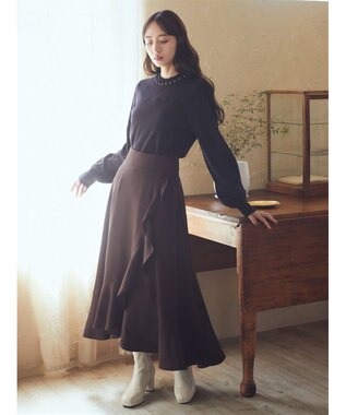 earth music&ecology ラッフルフリルイレヘムスカート Brown