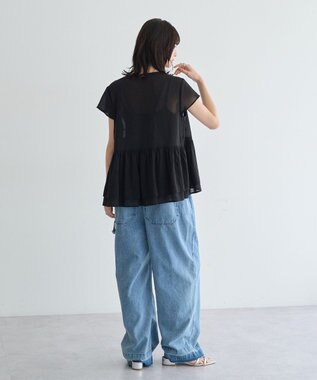 YECCA VECCA ペプラムシアーブラウス Black