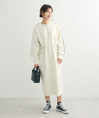 Green Parks ハーフＺＩＰトラックワンピース Ivory