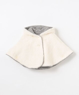 組曲 KIDS 【90㎝】くま耳 キルトマント グレー系