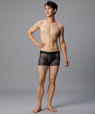 WACOAL MEN WACOAL MEN ボクサーパンツ 【レースボクサー】 フロント快適グラマラス 通気性(本体) 前閉じ 下着 メンズ WT3828 /ワコールメン ブラック