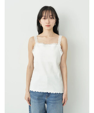 earth music&ecology ２ＷＡＹスクエア＆Vネックネックレースタンクトップ Off White